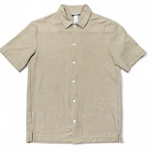 H&M Men's Casual Beige Button Down Shirt